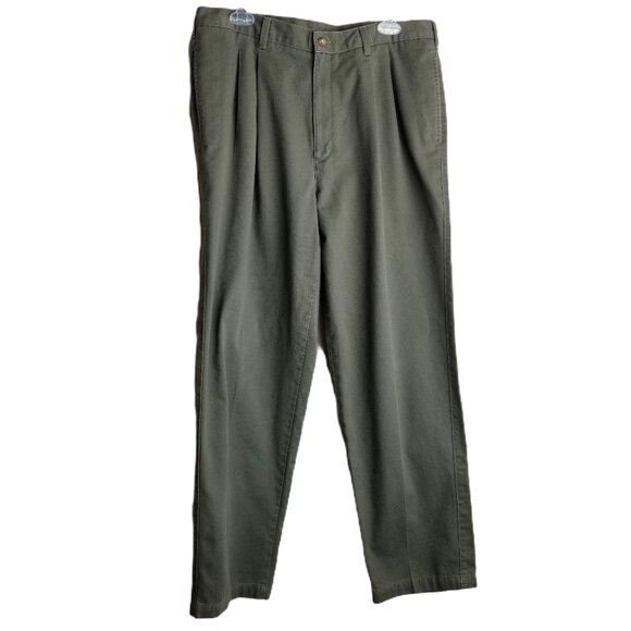 Flyers Mens Chino Pants 36x32 Sage Green Pleated Cotton Heritage Classic America - Picture 1 of 6